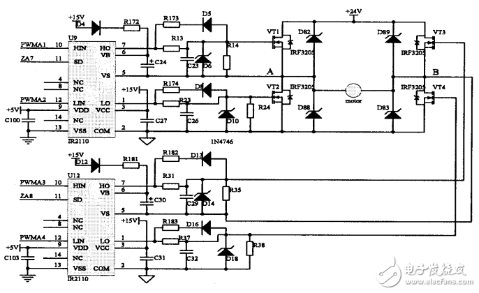 基于IR2110的H橋可逆PWM驅(qū)動(dòng)電路應(yīng)用